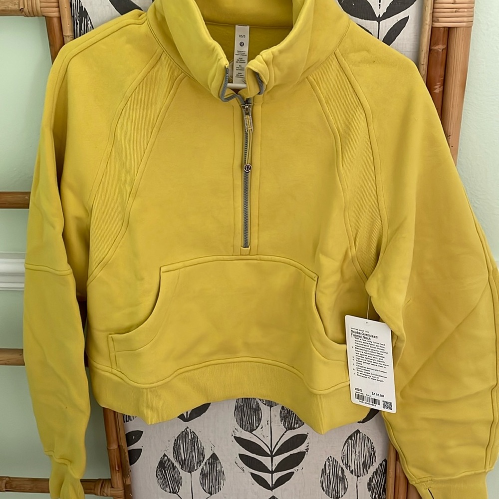NWT LULULEMON SCUBA 1/2 ZIP OVERSIZED JACKET SOLEIL YELLOW SIZE XS/SMALL - Picture 1 of 5